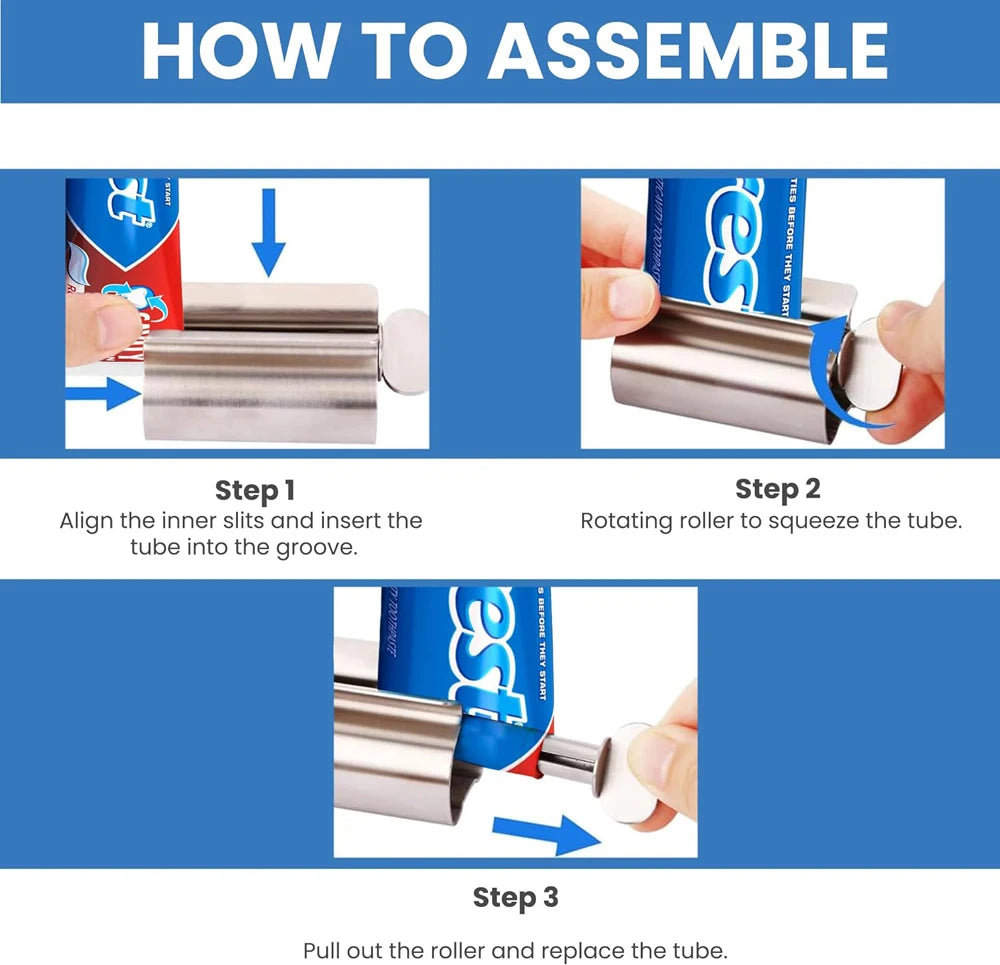 Stainless Steel Ointment Dispenser - Toothpaste Squeezer  Roller for Cosmetics - ZOOMNSTORE