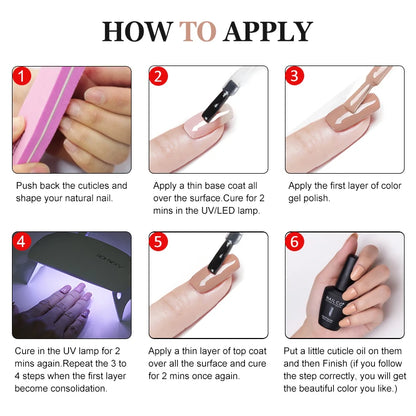 HEMATPO Free Top  Base Coat Nail Gel - 15ml Semi-Permanent Soak Off UVLED Varnish - ZOOMNSTORE