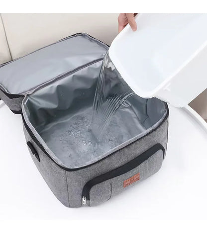 Double Layer Tote Cooler Lunch Bag - Large Capacity Travel Picnic Box with Shoulder Strap for Men  Women - ZOOMNSTORE