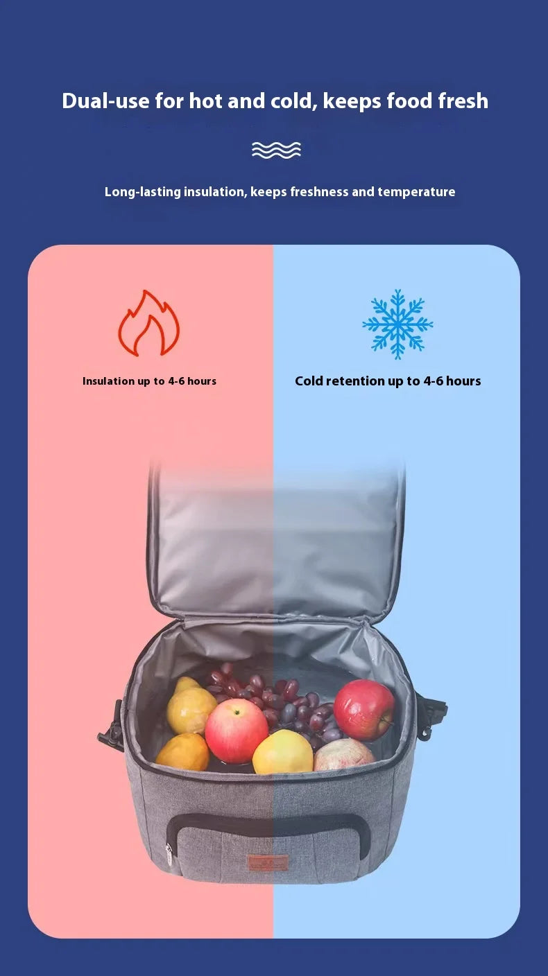 Double Layer Tote Cooler Lunch Bag - Large Capacity Travel Picnic Box with Shoulder Strap for Men  Women - ZOOMNSTORE