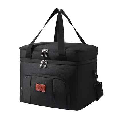 Double Layer Tote Cooler Lunch Bag - Large Capacity Travel Picnic Box with Shoulder Strap for Men  Women - ZOOMNSTORE