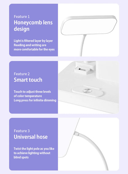 Touch Dimming Desk Lamp - Rechargeable LED Clip-On Lamp with Infinite Dimming & Adjustable Color Temperature - ZOOMNSTORE