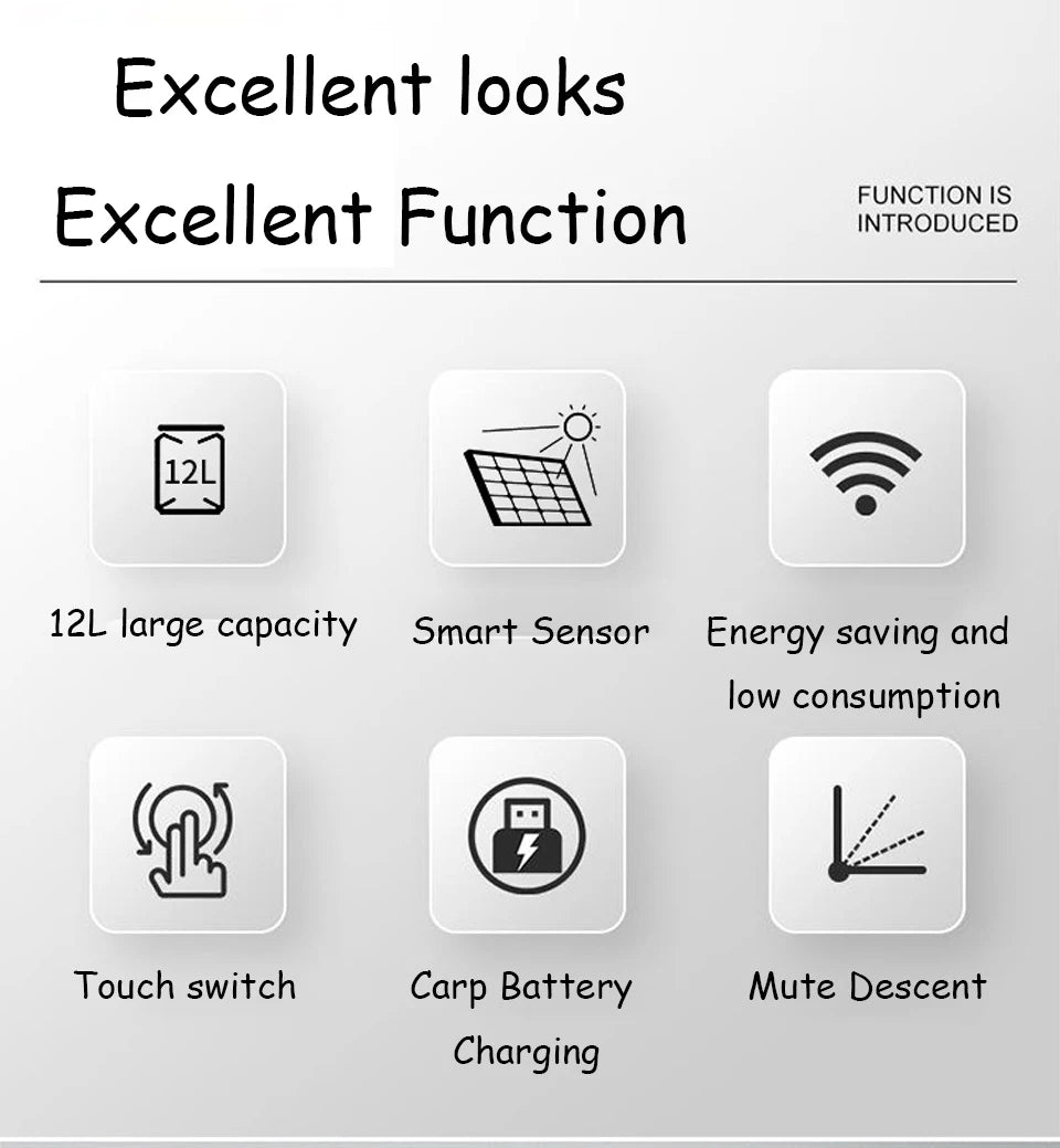 Touchless Trash Can - 12L Motion Sensor Kitchen  Bathroom Bin - ZOOMNSTORE