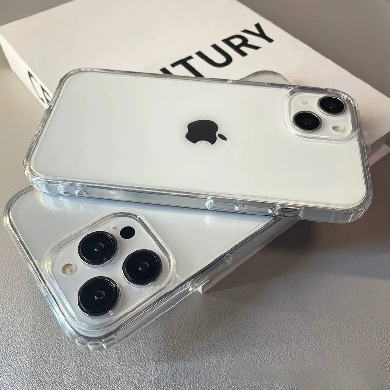 Luxury Soft Acrylic Phone Case - Shockproof Transparent Cover for iPhone 11 to 16 Pro Max XS X XR 7 8 Plus Mini - ZOOMNSTORE