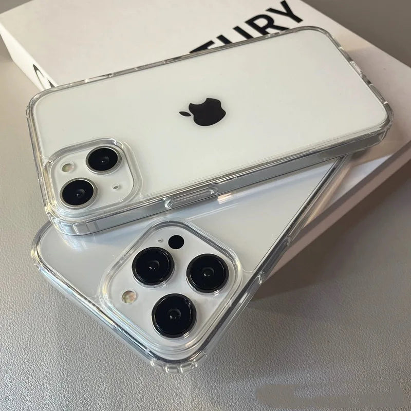 Luxury Soft Acrylic Phone Case - Shockproof Transparent Cover for iPhone 11 to 16 Pro Max XS X XR 7 8 Plus Mini - ZOOMNSTORE