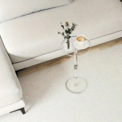 Transparent Acrylic Round Tea Table - Modern Space-Saving Corner Table for Living Room - ZOOMNSTORE
