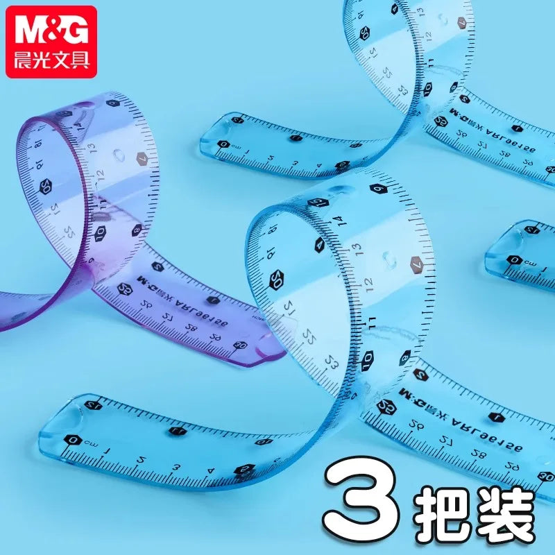 M&G 15/20/30 cm Transparent Soft Ruler for Primary School Students Folding Straight Ruler - ZOOMNSTORE