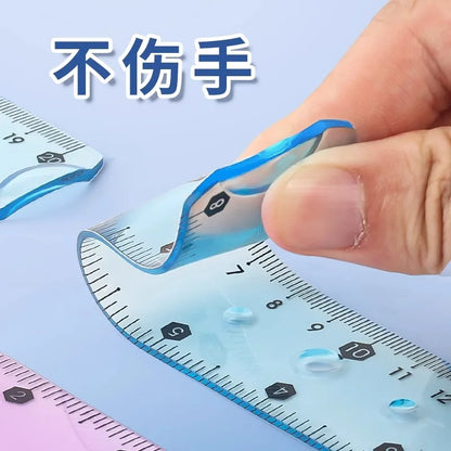 M&G 15/20/30 cm Transparent Soft Ruler for Primary School Students Folding Straight Ruler - ZOOMNSTORE