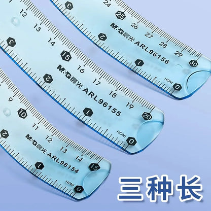 M&G 15/20/30 cm Transparent Soft Ruler for Primary School Students Folding Straight Ruler - ZOOMNSTORE