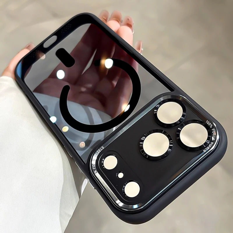 Transparent Metal Bumper Case for iPhone 11-17 Pro Max  Plus - MagSafe Compatible Clear Cover - ZOOMNSTORE