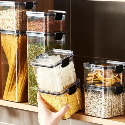 460/700/950/1300/1800ml Thick Sealed Storage Tank Transparent Square Dried Fruit Storage Box Kitchen Grain Storage Jar Container - ZOOMNSTORE
