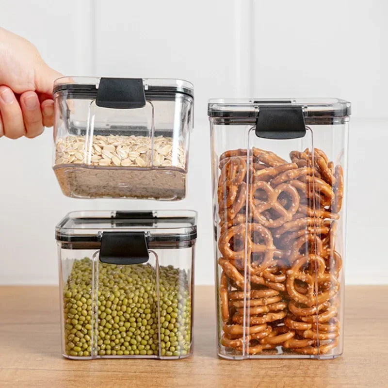460/700/950/1300/1800ml Thick Sealed Storage Tank Transparent Square Dried Fruit Storage Box Kitchen Grain Storage Jar Container - ZOOMNSTORE