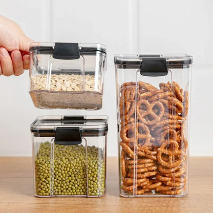 460/700/950/1300/1800ml Thick Sealed Storage Tank Transparent Square Dried Fruit Storage Box Kitchen Grain Storage Jar Container - ZOOMNSTORE