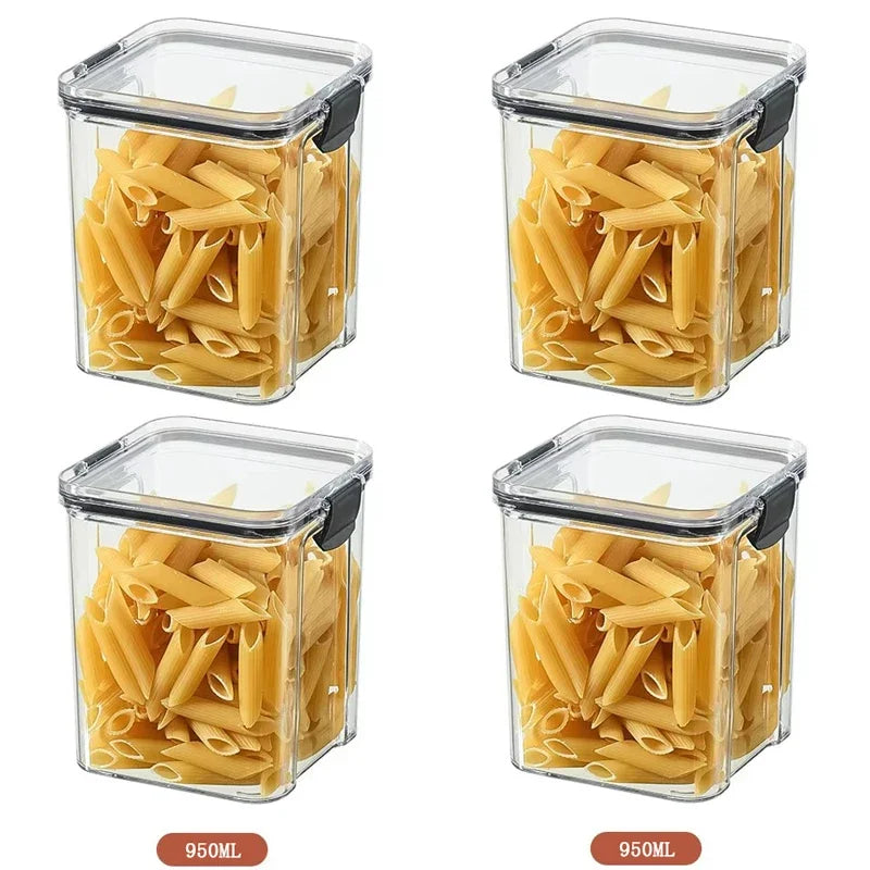 460/700/950/1300/1800ml Thick Sealed Storage Tank Transparent Square Dried Fruit Storage Box Kitchen Grain Storage Jar Container - ZOOMNSTORE