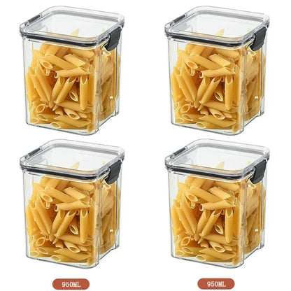 460/700/950/1300/1800ml Thick Sealed Storage Tank Transparent Square Dried Fruit Storage Box Kitchen Grain Storage Jar Container - ZOOMNSTORE