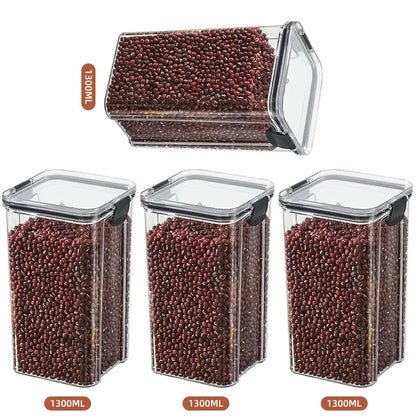 460/700/950/1300/1800ml Thick Sealed Storage Tank Transparent Square Dried Fruit Storage Box Kitchen Grain Storage Jar Container - ZOOMNSTORE