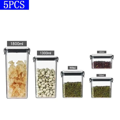 460/700/950/1300/1800ml Thick Sealed Storage Tank Transparent Square Dried Fruit Storage Box Kitchen Grain Storage Jar Container - ZOOMNSTORE