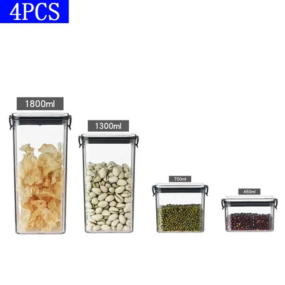 460/700/950/1300/1800ml Thick Sealed Storage Tank Transparent Square Dried Fruit Storage Box Kitchen Grain Storage Jar Container - ZOOMNSTORE
