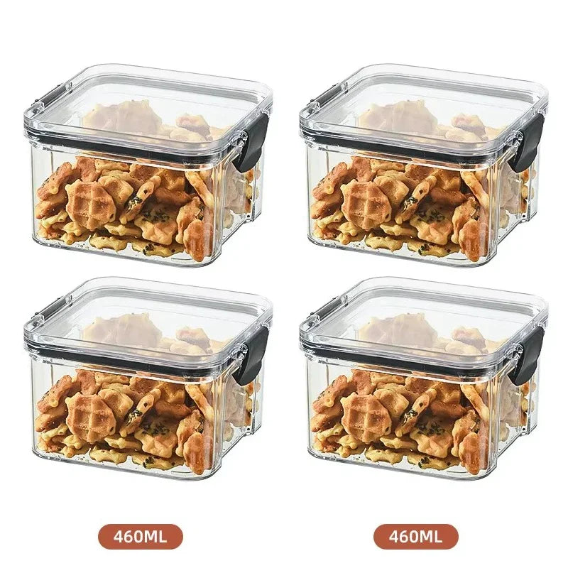 460/700/950/1300/1800ml Thick Sealed Storage Tank Transparent Square Dried Fruit Storage Box Kitchen Grain Storage Jar Container - ZOOMNSTORE