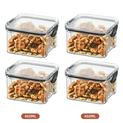 460/700/950/1300/1800ml Thick Sealed Storage Tank Transparent Square Dried Fruit Storage Box Kitchen Grain Storage Jar Container - ZOOMNSTORE