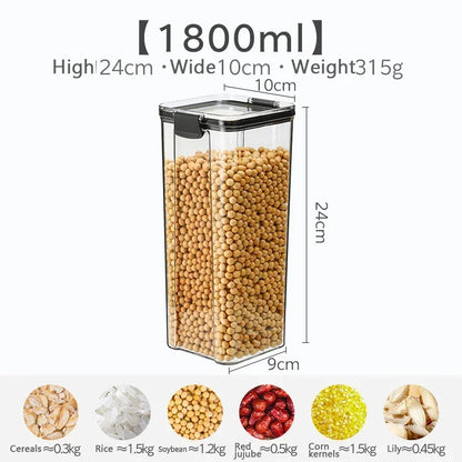 460/700/950/1300/1800ml Thick Sealed Storage Tank Transparent Square Dried Fruit Storage Box Kitchen Grain Storage Jar Container - ZOOMNSTORE