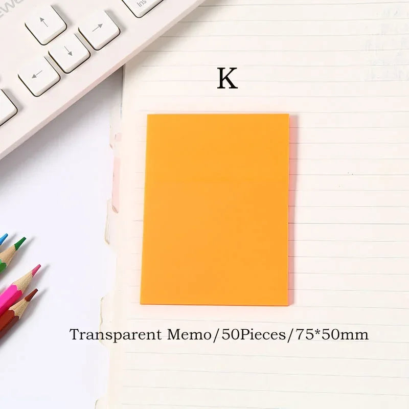 Transparent Sticky Notes - 50pcs Colorful Notepad Stickers for School  Office - ZOOMNSTORE