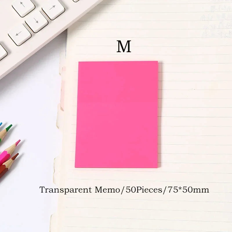 Transparent Sticky Notes - 50pcs Colorful Notepad Stickers for School  Office - ZOOMNSTORE