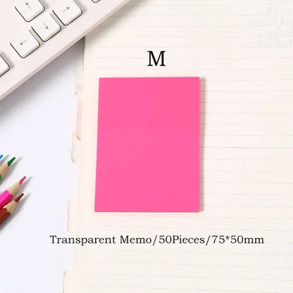 Transparent Sticky Notes - 50pcs Colorful Notepad Stickers for School  Office - ZOOMNSTORE