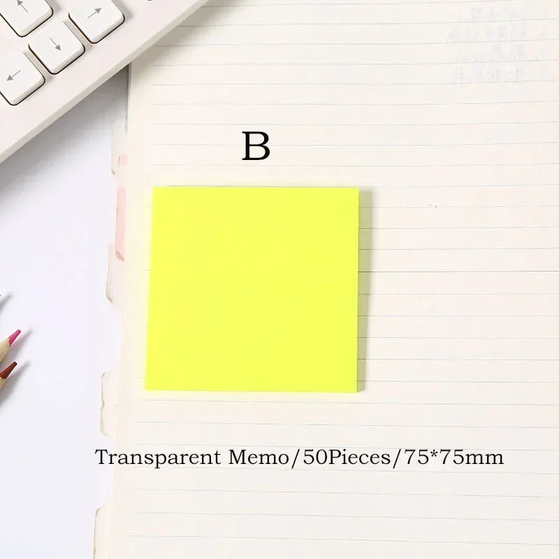 Transparent Sticky Notes - 50pcs Colorful Notepad Stickers for School  Office - ZOOMNSTORE