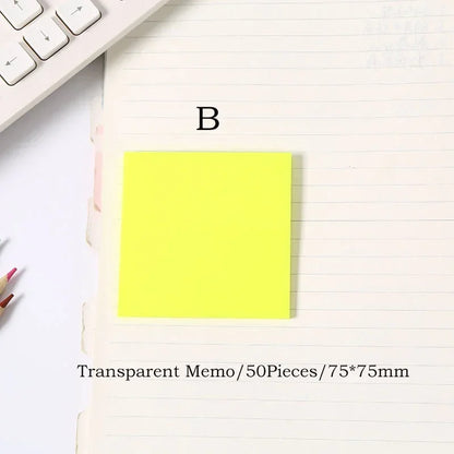 Transparent Sticky Notes - 50pcs Colorful Notepad Stickers for School  Office - ZOOMNSTORE
