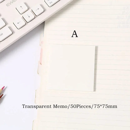 Transparent Sticky Notes - 50pcs Colorful Notepad Stickers for School  Office - ZOOMNSTORE