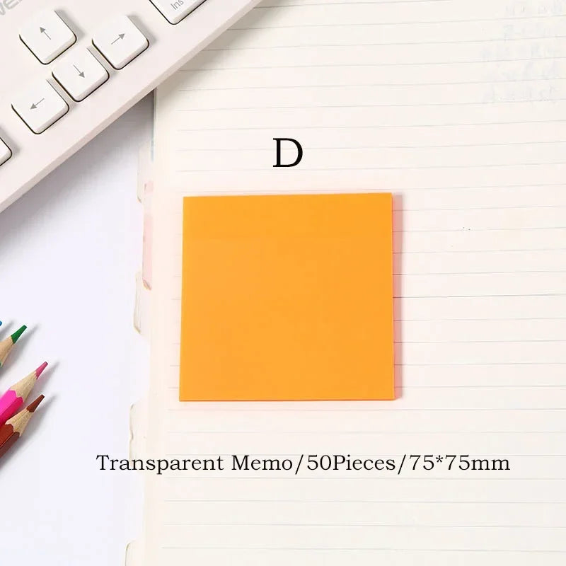Transparent Sticky Notes - 50pcs Colorful Notepad Stickers for School  Office - ZOOMNSTORE