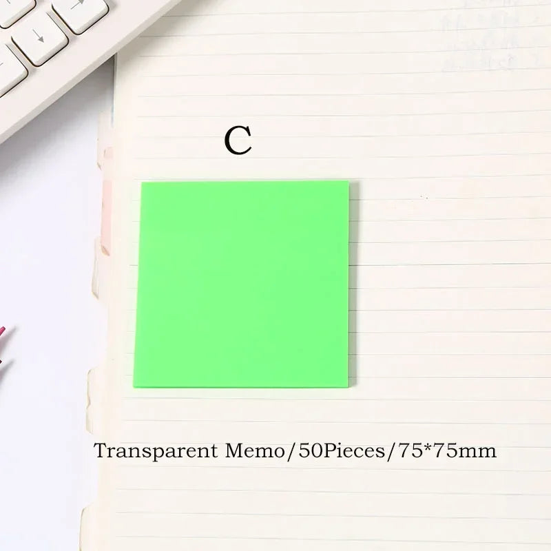 Transparent Sticky Notes - 50pcs Colorful Notepad Stickers for School  Office - ZOOMNSTORE
