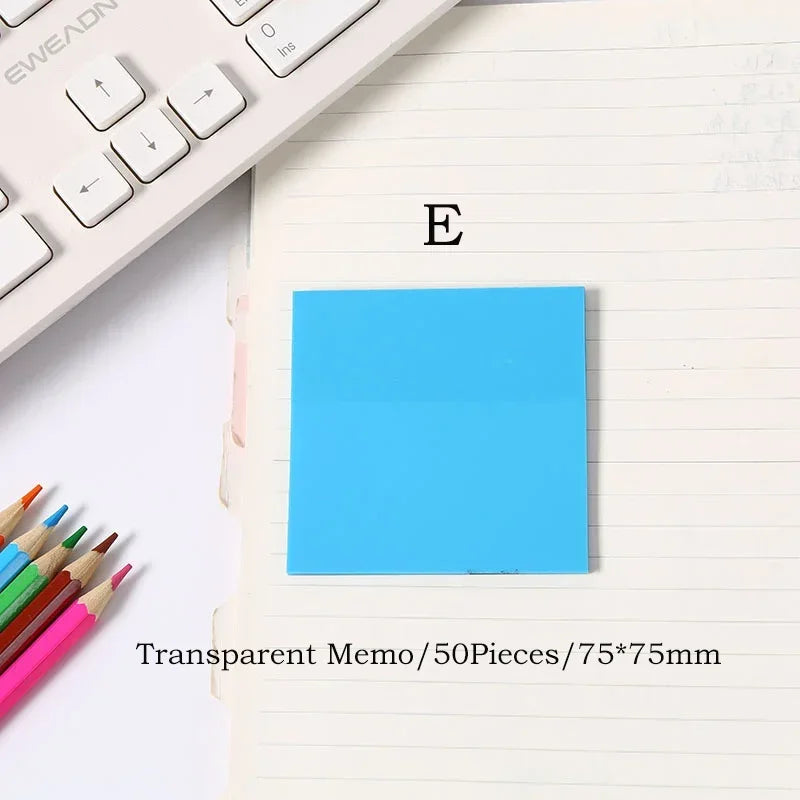 Transparent Sticky Notes - 50pcs Colorful Notepad Stickers for School  Office - ZOOMNSTORE