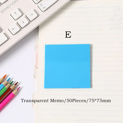 Transparent Sticky Notes - 50pcs Colorful Notepad Stickers for School  Office - ZOOMNSTORE