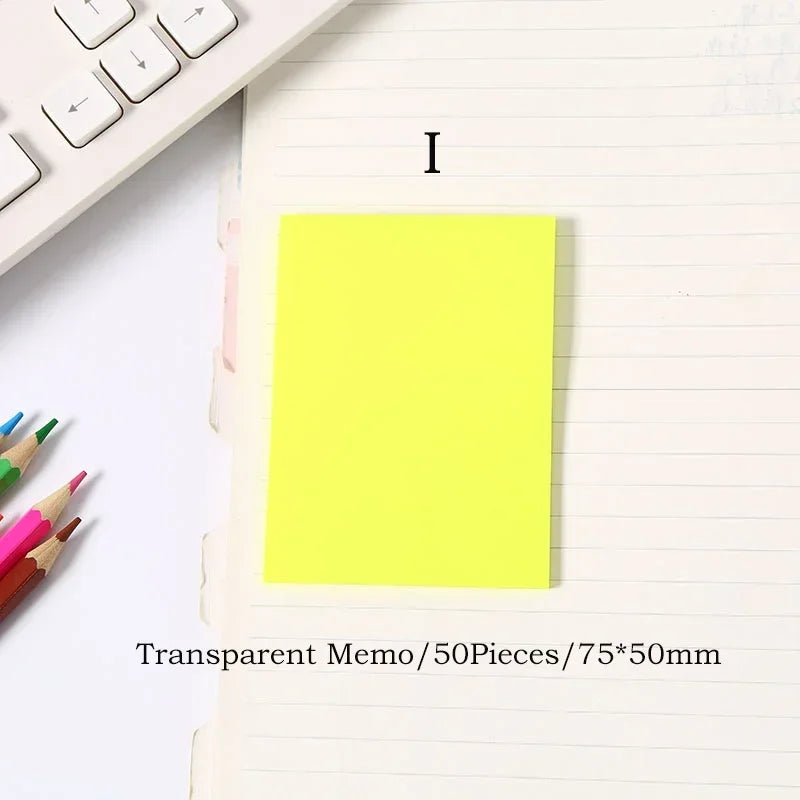 Transparent Sticky Notes - 50pcs Colorful Notepad Stickers for School  Office - ZOOMNSTORE