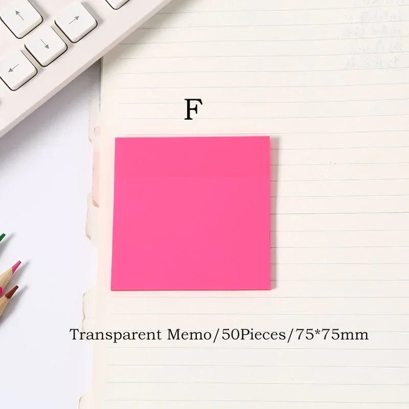 Transparent Sticky Notes - 50pcs Colorful Notepad Stickers for School  Office - ZOOMNSTORE