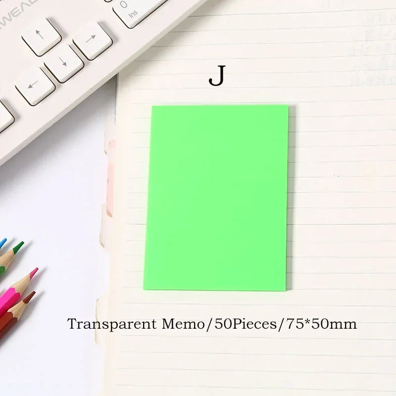 Transparent Sticky Notes - 50pcs Colorful Notepad Stickers for School  Office - ZOOMNSTORE