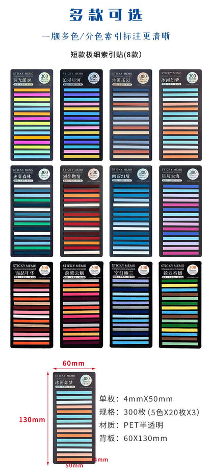 Transparent Rainbow Sticky Notepads - 300 Sheets Kawaii Memo Pad - ZOOMNSTORE