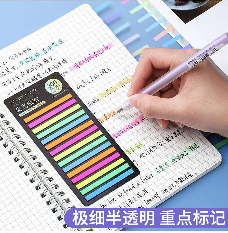 Transparent Rainbow Sticky Notepads - 300 Sheets Kawaii Memo Pad - ZOOMNSTORE