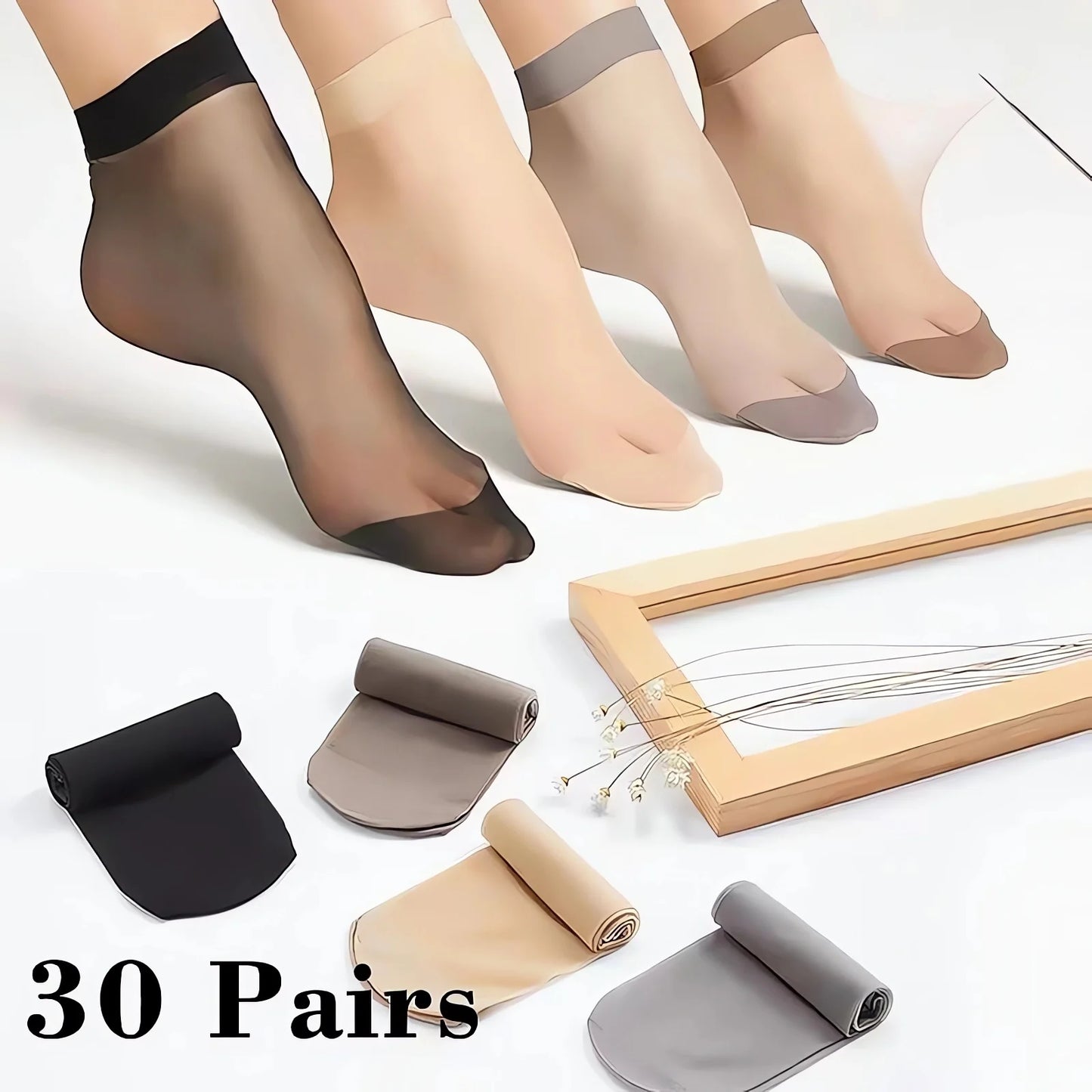 Transparent Summer Socks - 30 Pairs Ultrathin Ankle Meias for Women - ZOOMNSTORE