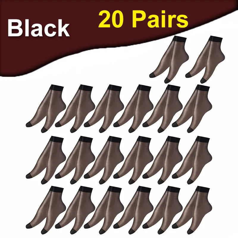 Transparent Summer Socks - 30 Pairs Ultrathin Ankle Meias for Women - ZOOMNSTORE