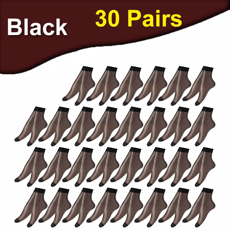 Transparent Summer Socks - 30 Pairs Ultrathin Ankle Meias for Women - ZOOMNSTORE