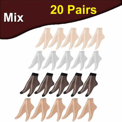 Transparent Summer Socks - 30 Pairs Ultrathin Ankle Meias for Women - ZOOMNSTORE