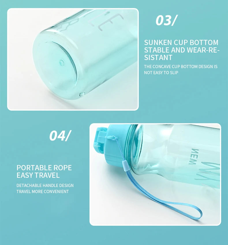Transparent Water Bottle - Portable Sport Cup 650ML Leak Proof Design - ZOOMNSTORE