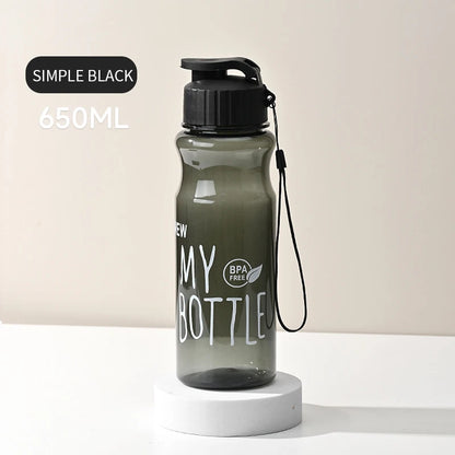 Transparent Water Bottle - Portable Sport Cup 650ML Leak Proof Design - ZOOMNSTORE