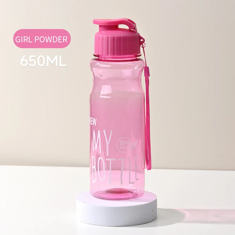 Transparent Water Bottle - Portable Sport Cup 650ML Leak Proof Design - ZOOMNSTORE