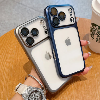 Transparent iPhone 17 Case - Hard Clear Cover with Plating Frame  Lens Film Protection - ZOOMNSTORE