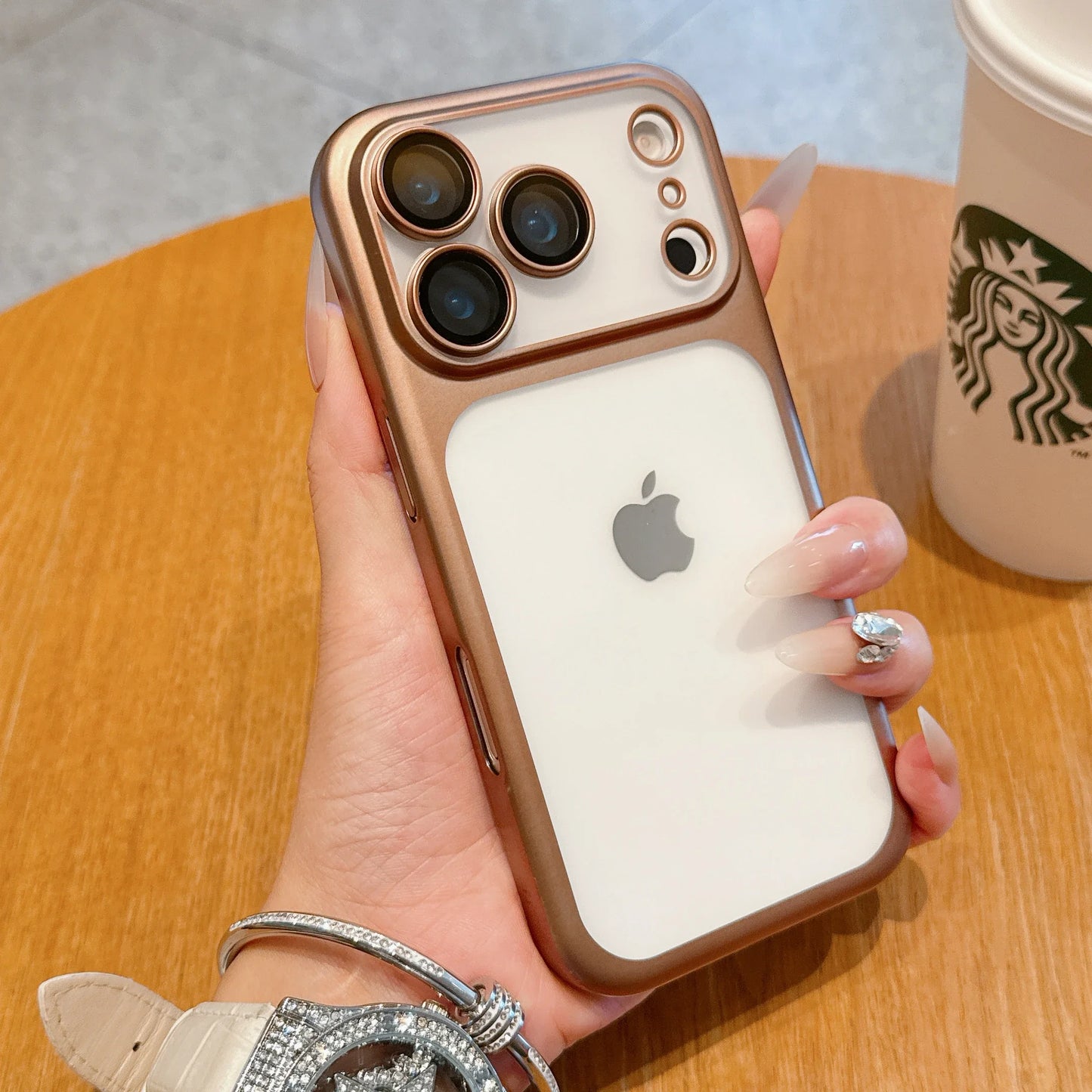 Transparent iPhone 17 Case - Hard Clear Cover with Plating Frame  Lens Film Protection - ZOOMNSTORE