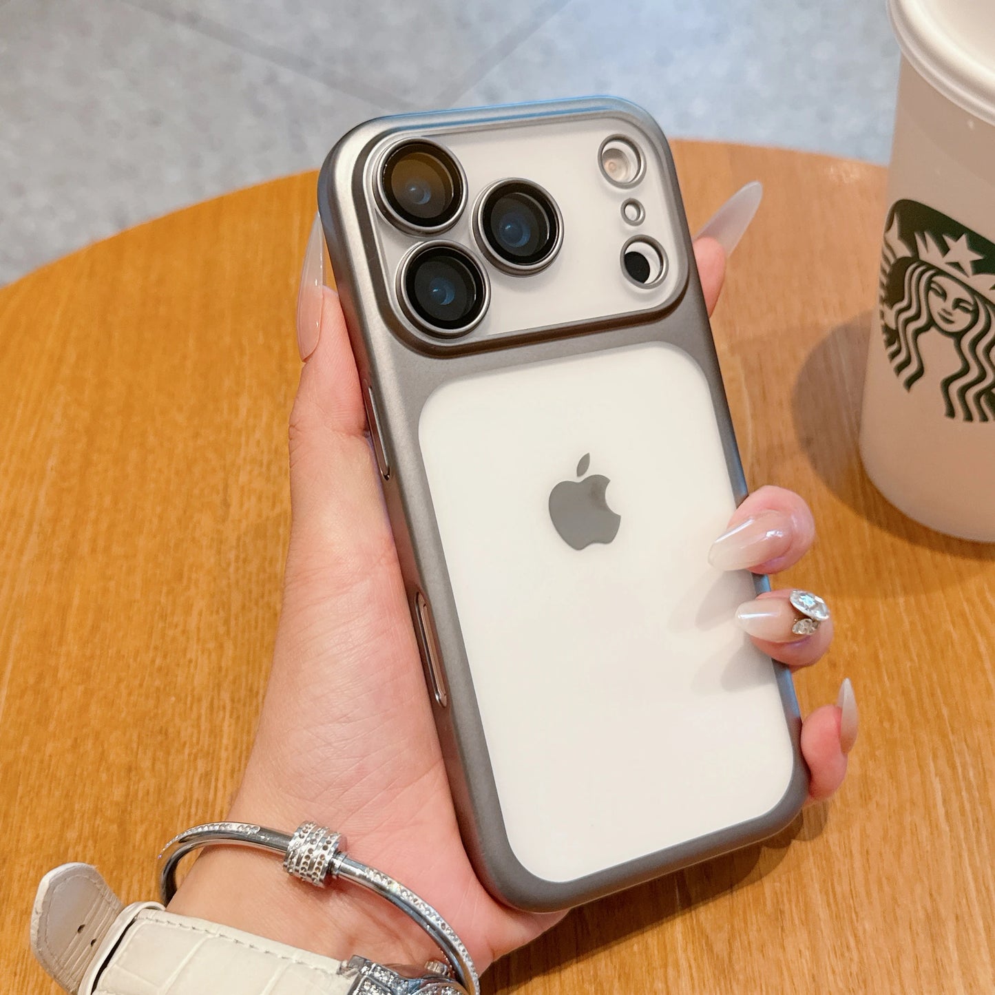 Transparent iPhone 17 Case - Hard Clear Cover with Plating Frame  Lens Film Protection - ZOOMNSTORE